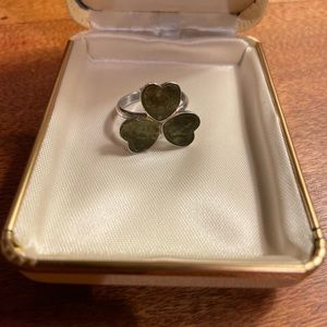 Antique Irish Connemara Marble Shamrock Ring.